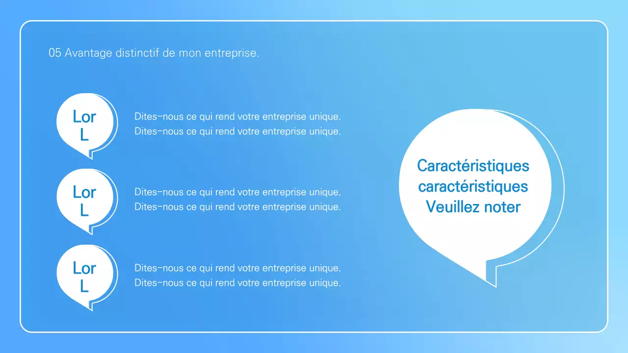 Présentation d'entreprise minimaliste en bleu clair et blanc