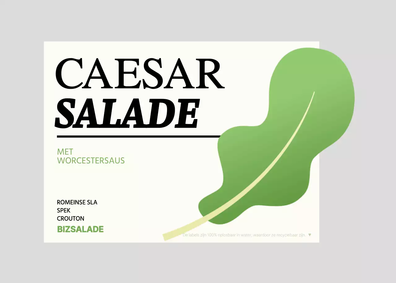 Salade-etiketten met illustraties van groene en rode groenten