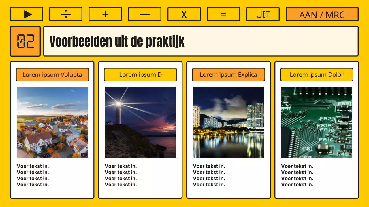 Wiskunde les met een kitscherig geel en oranje rekenmachine concept