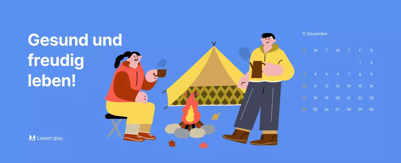 Motivationskalender mit energiegeladenen Illustrationen und positiven Zitaten auf hellblauem Hintergrund