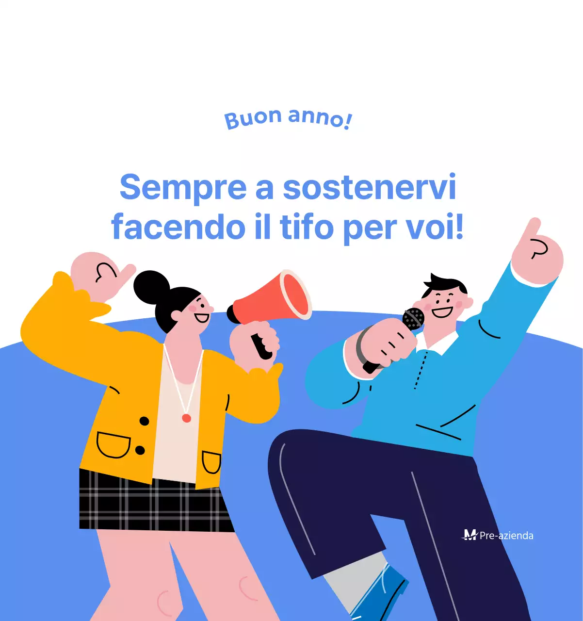 Calendario motivazionale con illustrazioni energetiche e citazioni positive su sfondo azzurro