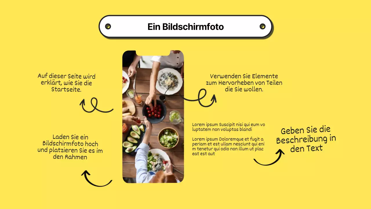 Trendy Foto-Collage Vorschlag in weiß und gelb