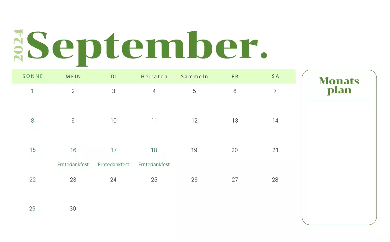 Kalender mit Jugendillustrationen auf gelbem und grünem Hintergrund