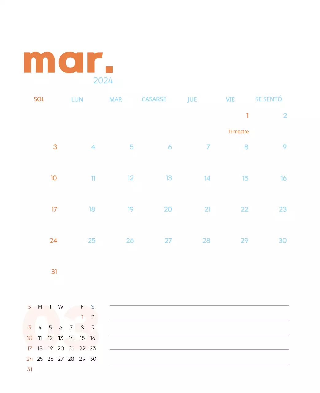 Calendario laboral con bellas ilustraciones