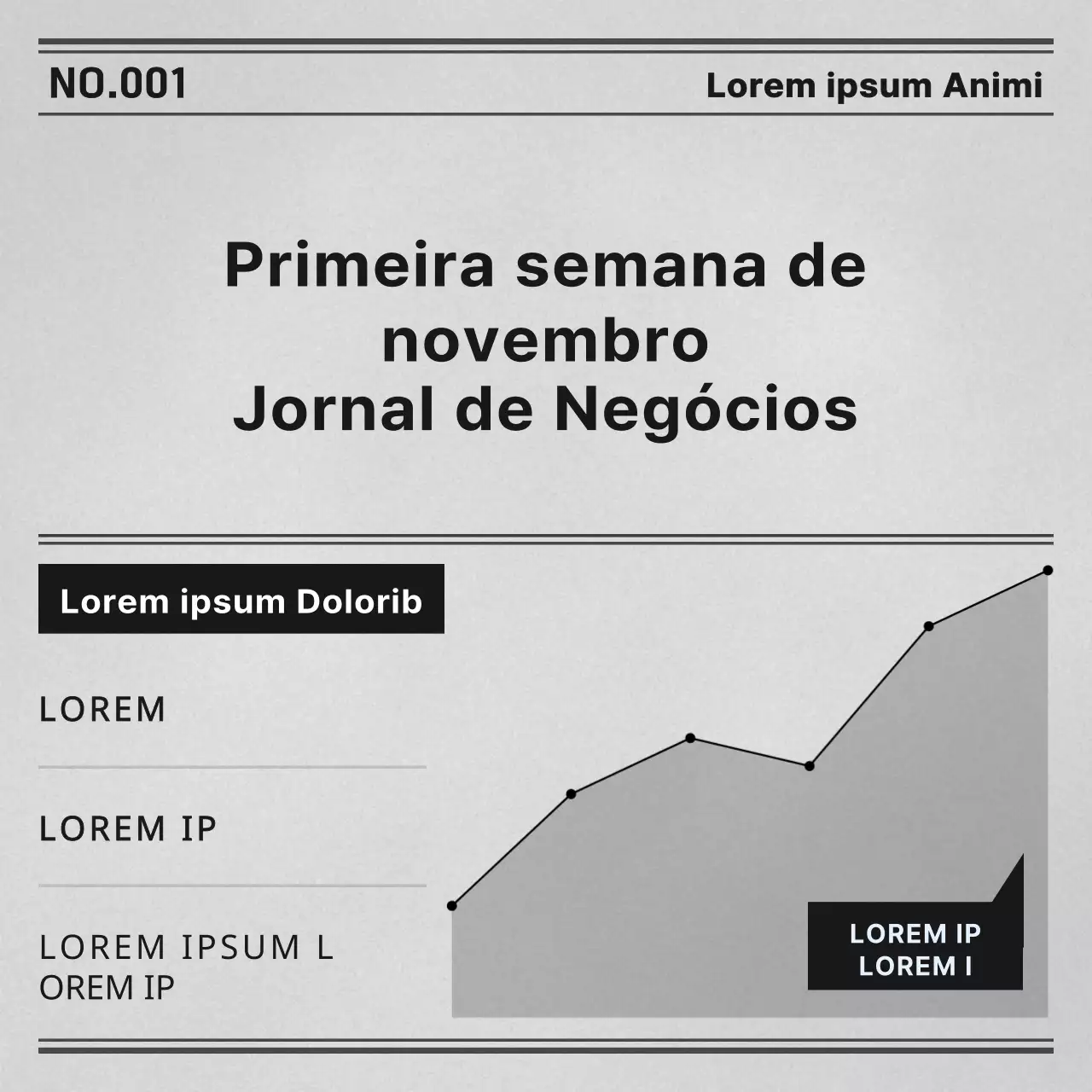 Um relatório de diário de stock simples a cinzento e preto