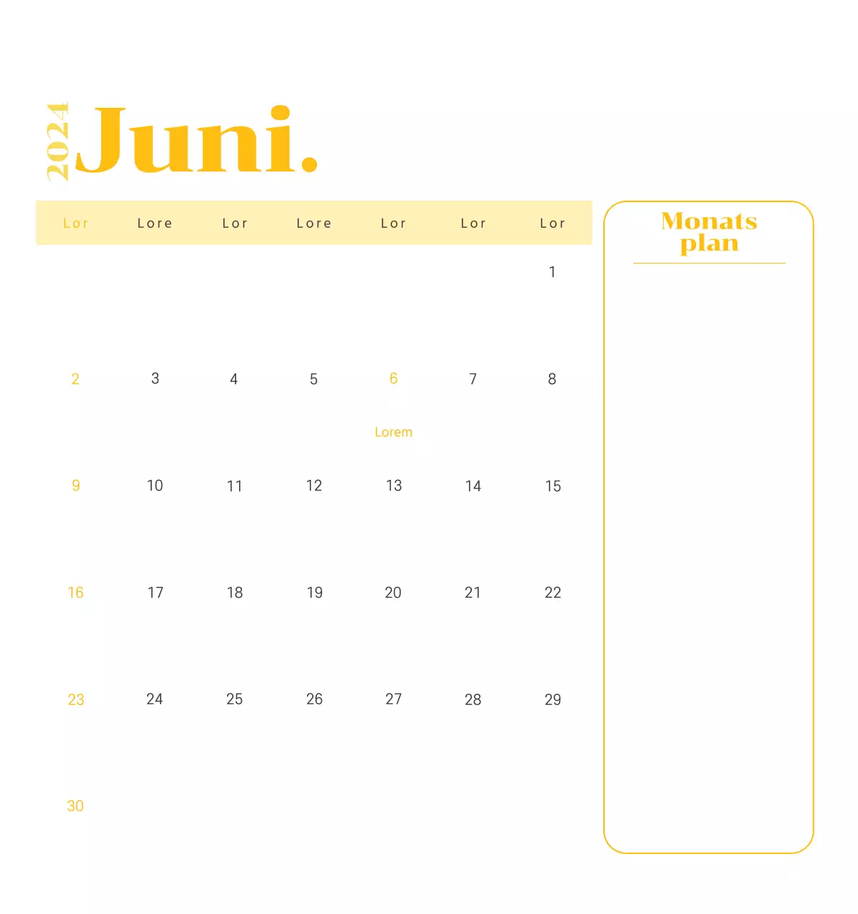 Kalender mit Jugendillustrationen auf gelbem und grünem Hintergrund