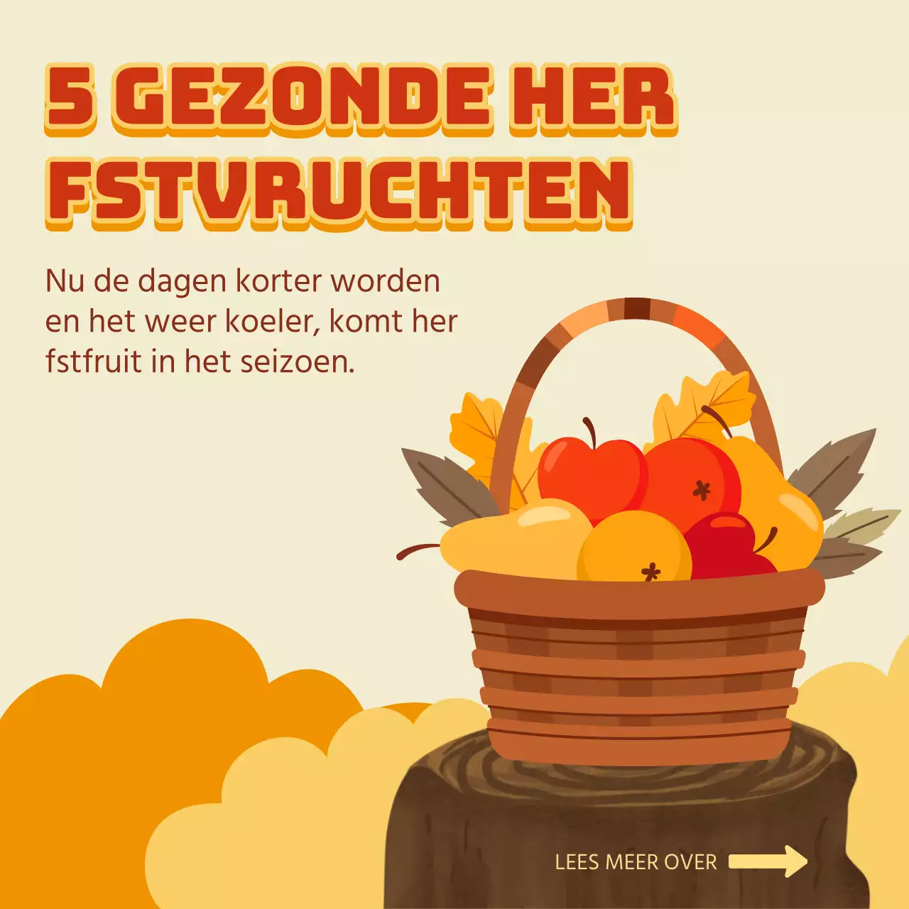 Eenvoudig beige en oranje om seizoensfruit te promoten