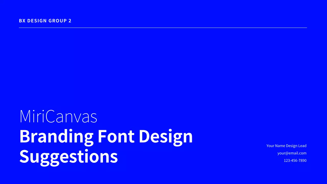 A simple branding font design proposal in blue.