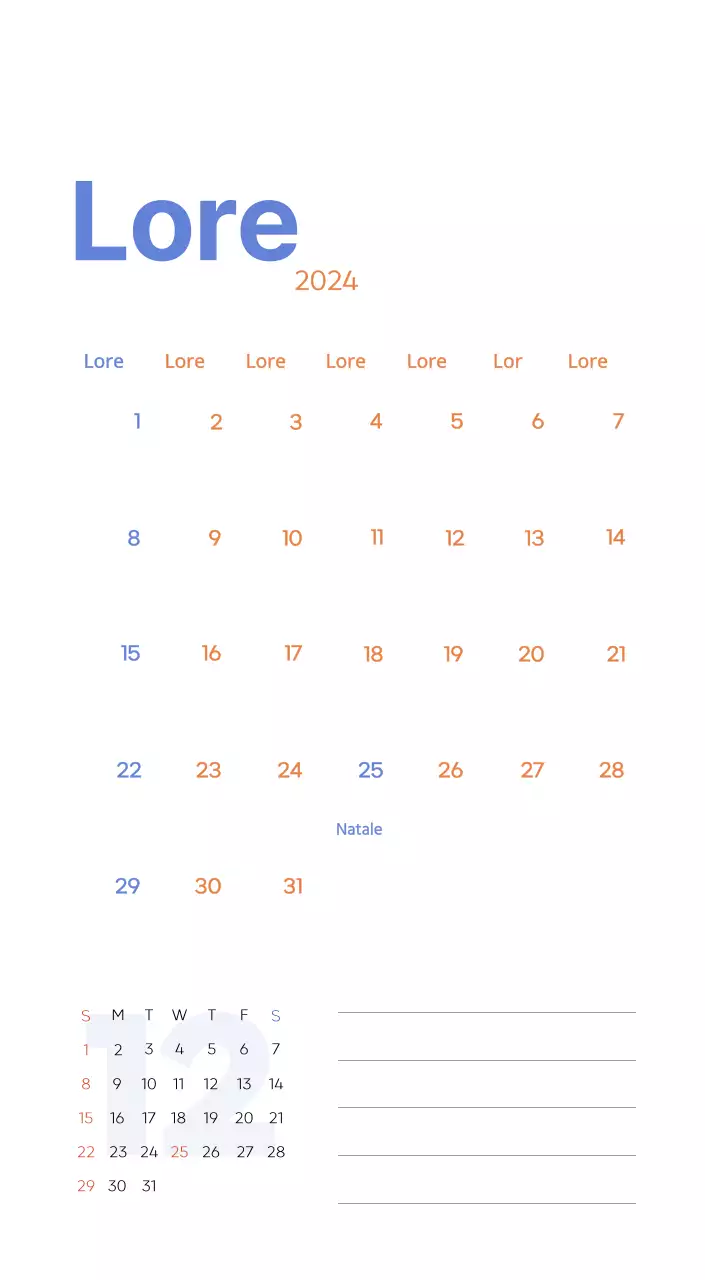 Calendario di lavoro con splendide illustrazioni