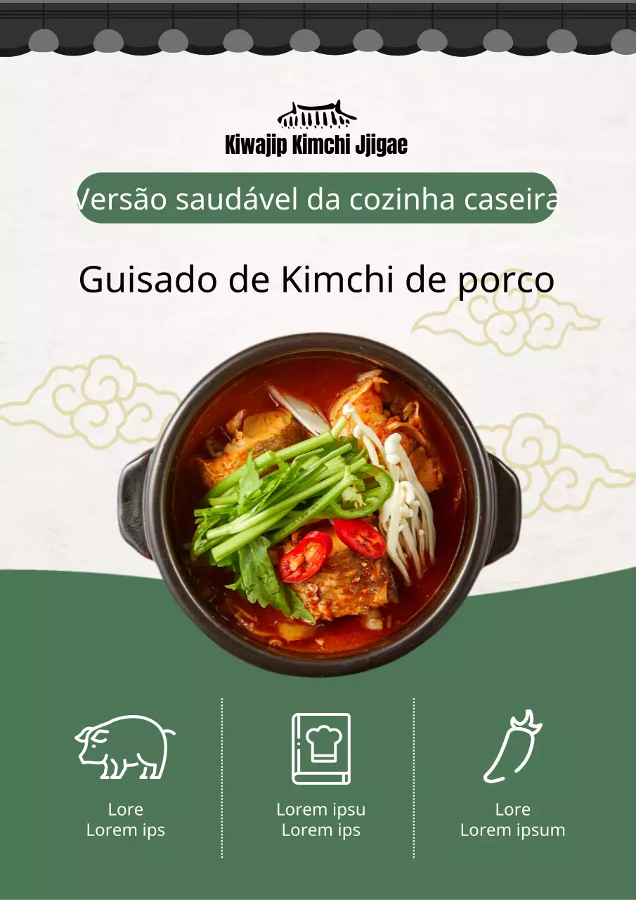Guisado básico de kimchi branco e verde Anúncio coreano