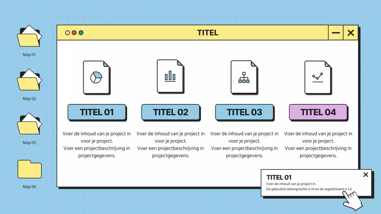 Minimalistische desktop UI in blauw en geel Bedrijfsprofiel