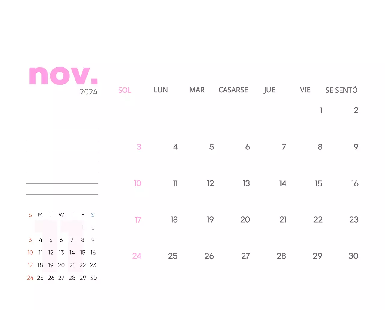 Calendario laboral con bellas ilustraciones