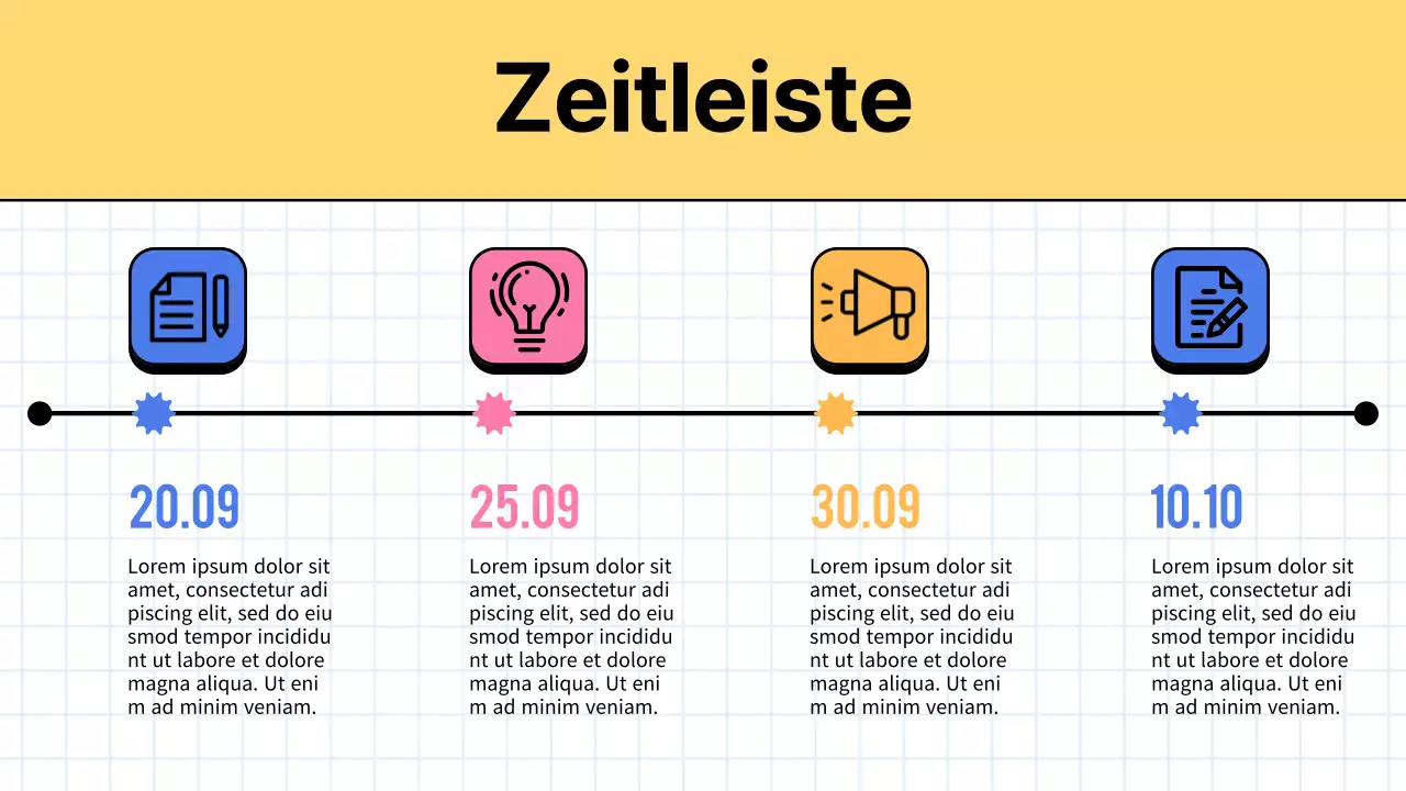 Trendiger Marketing-Protokollbericht in Gelb und Weiß