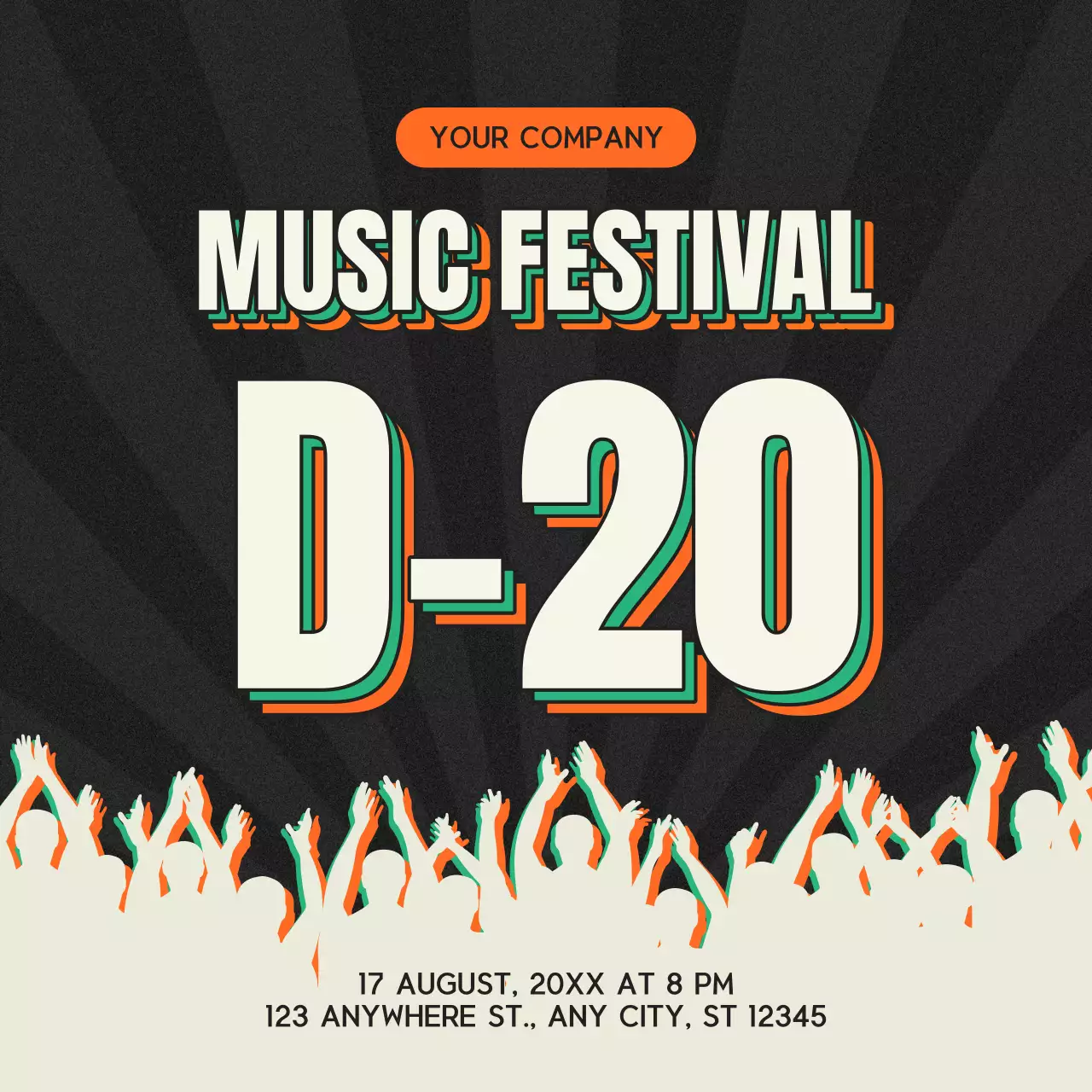 Promote a retro music festival in beige and orange