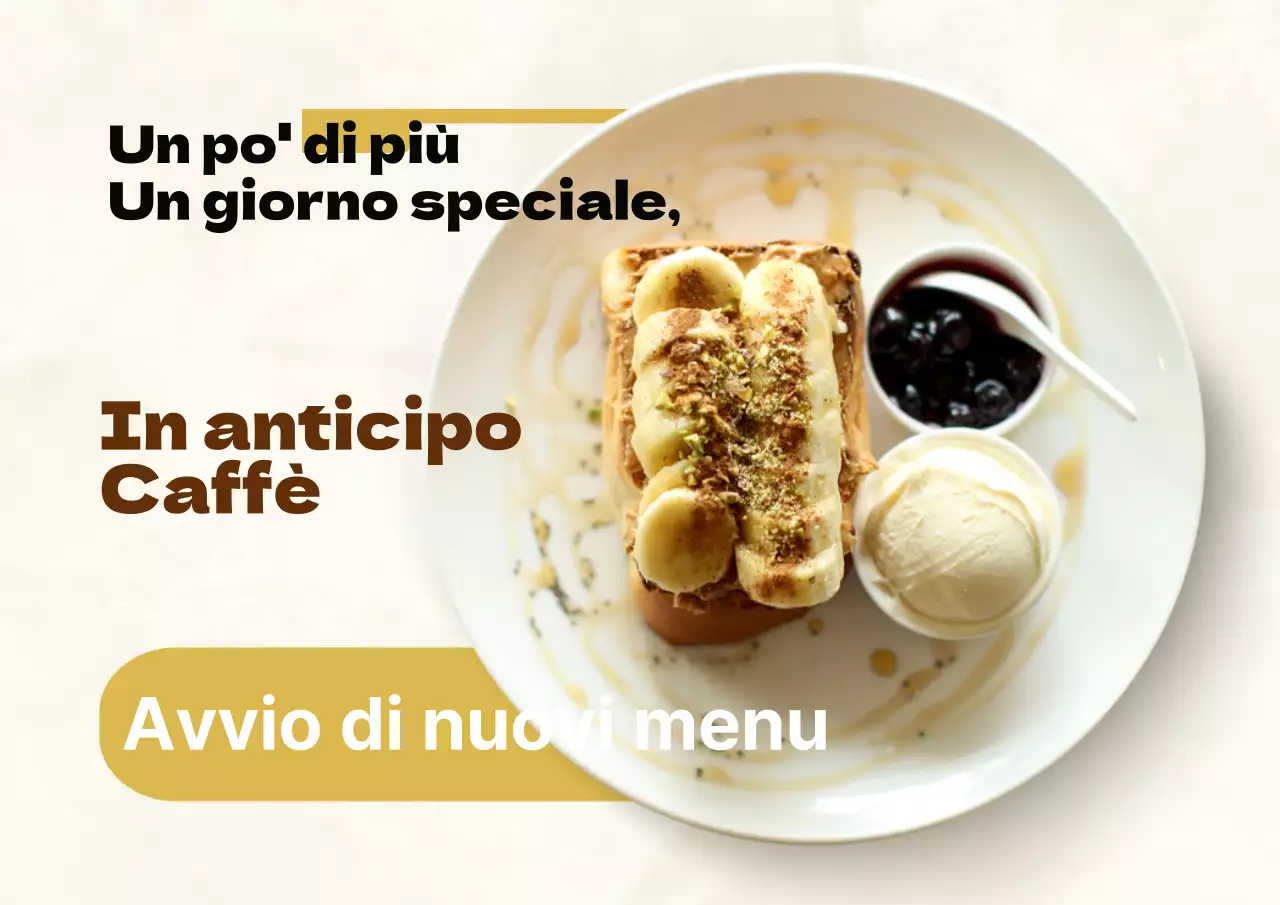 Pubblicità minimalista di un caffè per eventi in marrone e beige