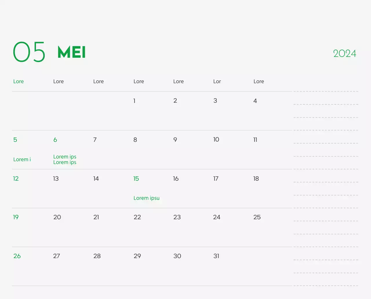 Een kalender met een afbeelding van een puppy en een schattige boodschap in groene accenten