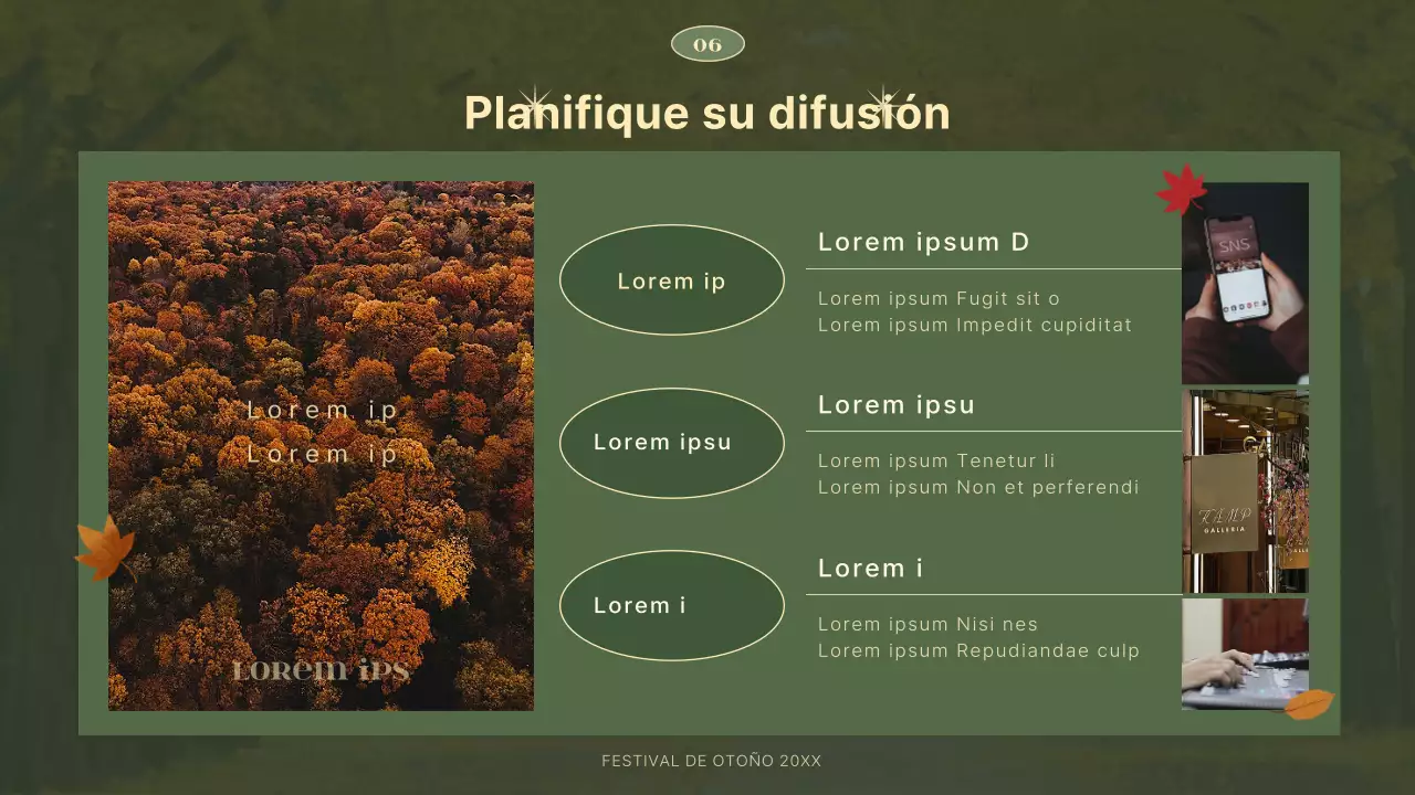 Un planificador de fiestas de otoño sencillo y moderno en verde y beige