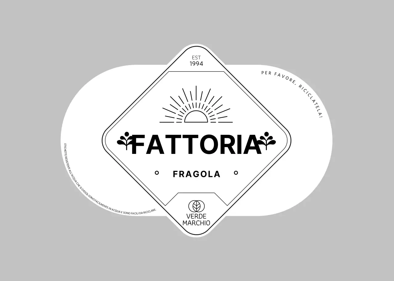 Etichetta adesiva ecologica nera per fragole di fattoria