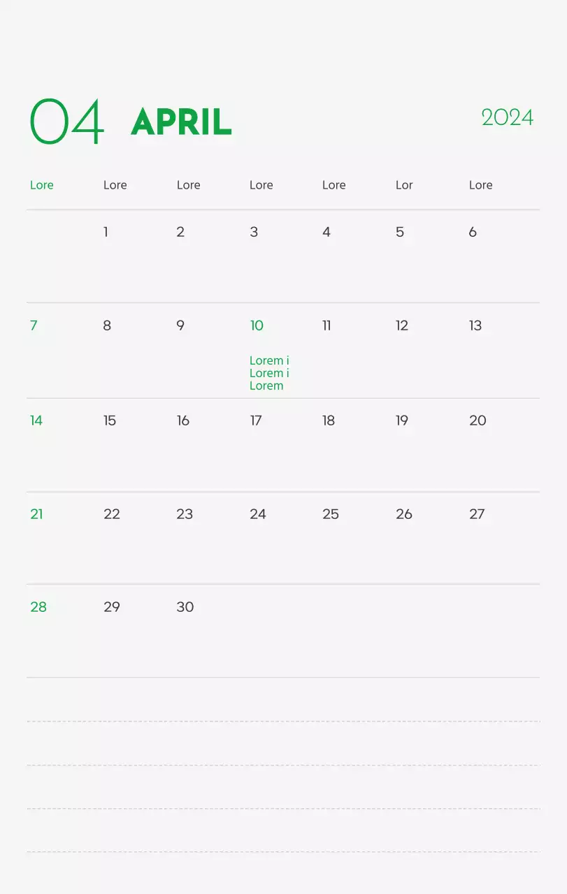 Een kalender met een afbeelding van een puppy en een schattige boodschap in groene accenten