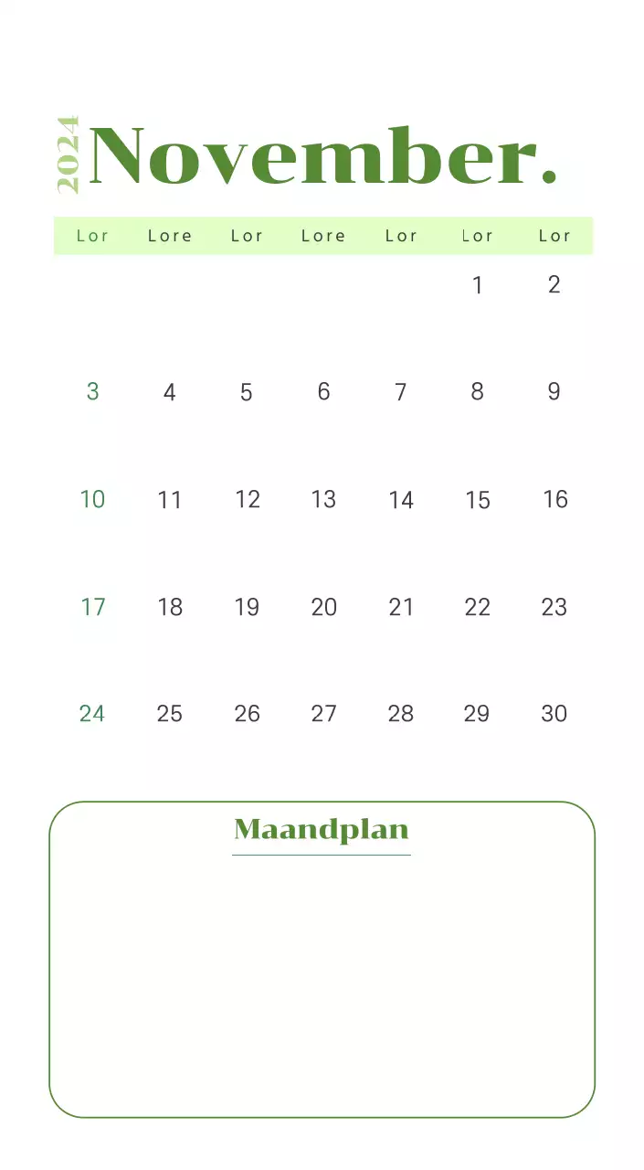 Kalender met jeugdillustraties op een gele en groene achtergrond