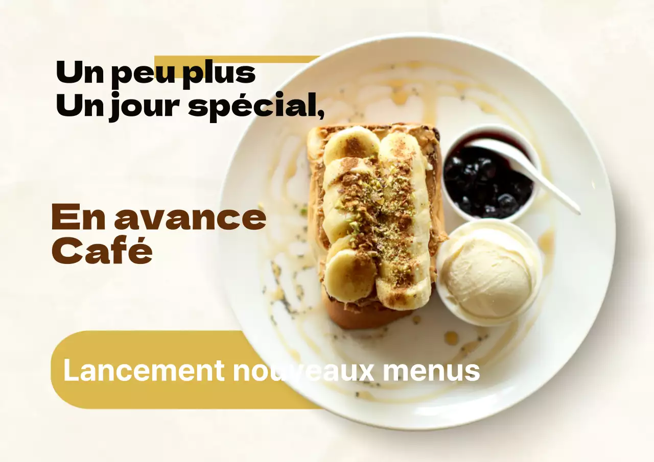 Publicité minimaliste pour un café en marron et beige