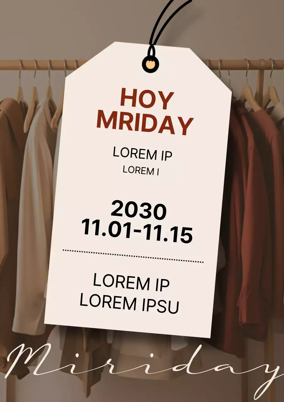 Anuncio de venta de tienda de ropa sencilla en marrón y beige