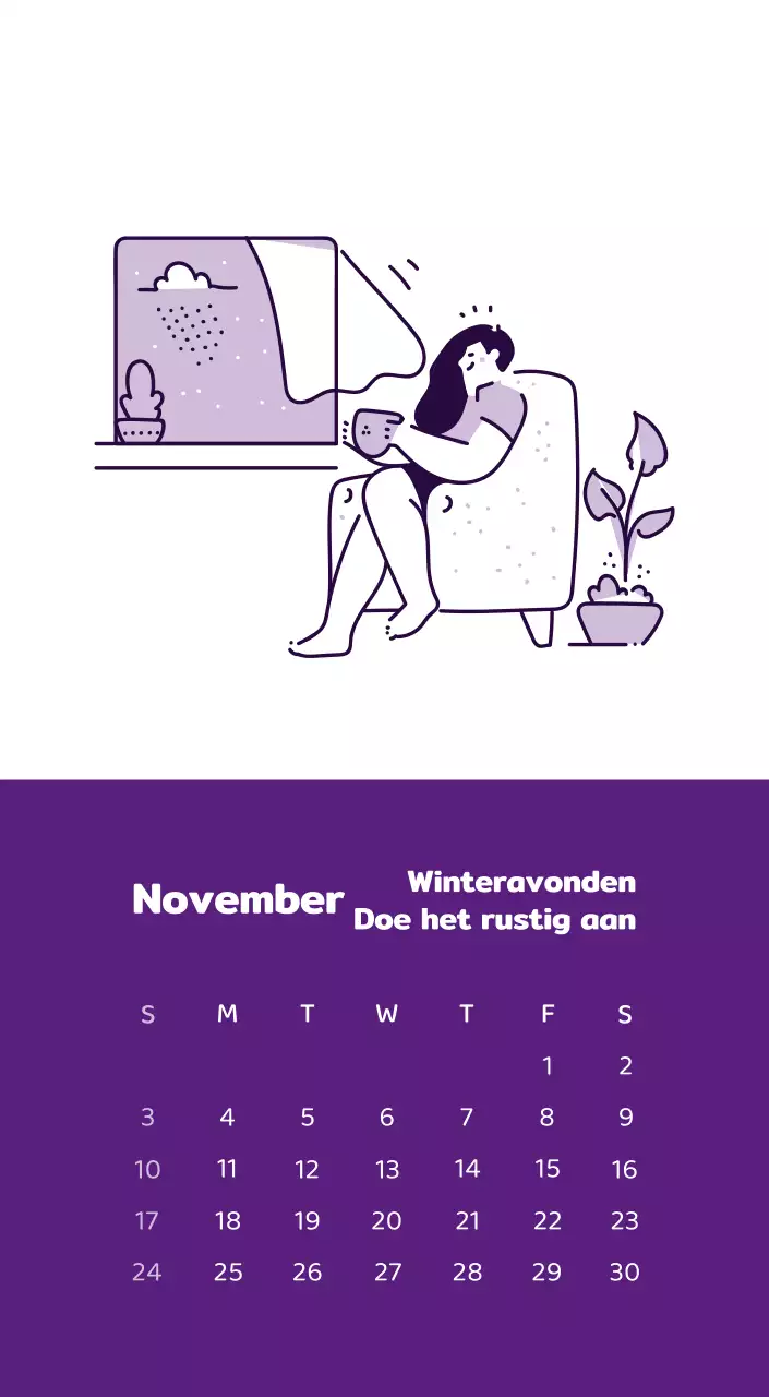 Een kalender met kleurrijke en emotionele illustraties