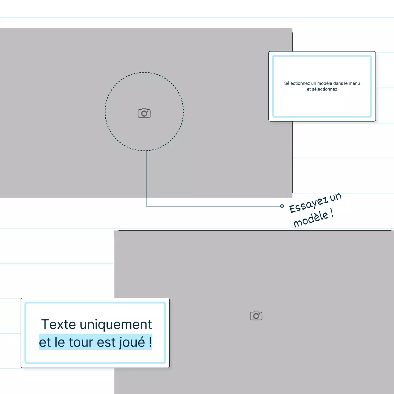 Un briefing simple sur le produit en bleu et bleu clair