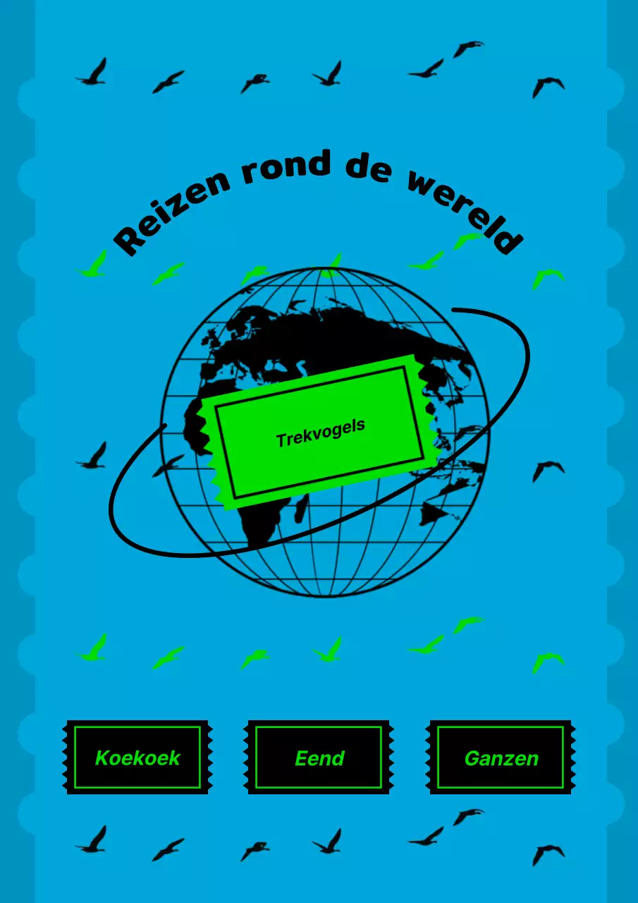 Een blauw, minimalistisch reisetui met trekvogels