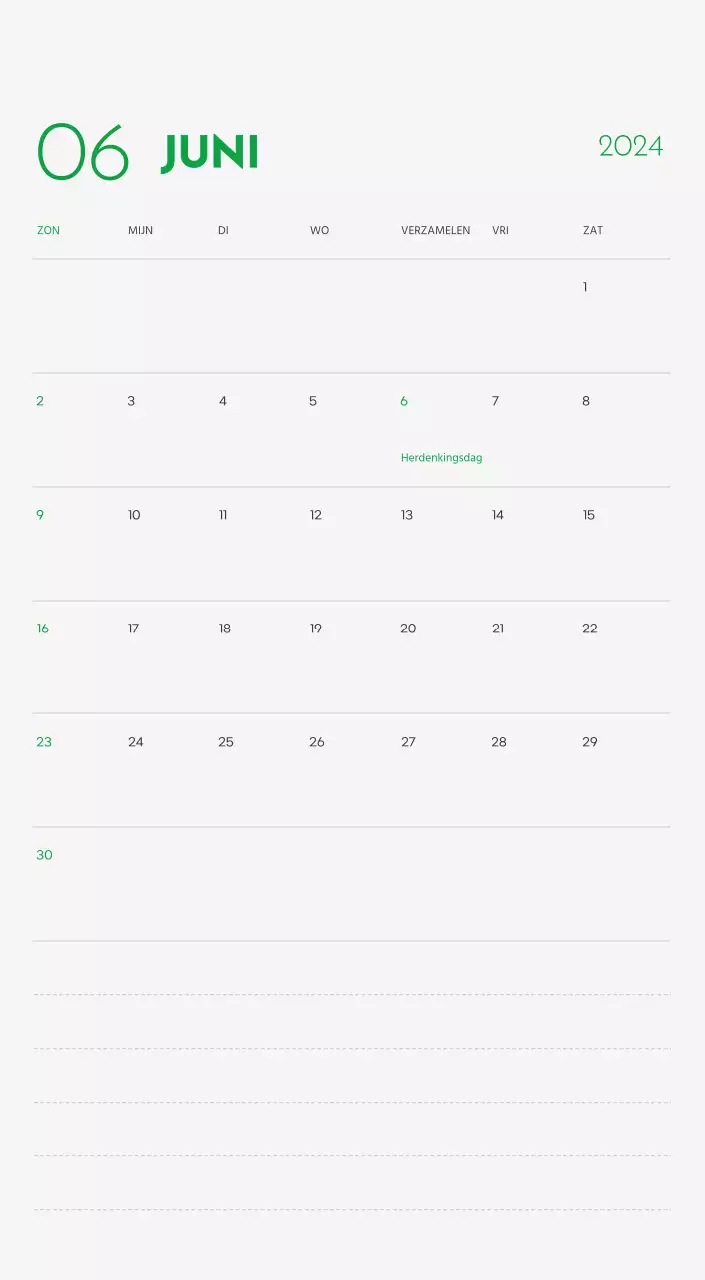 Een kalender met een afbeelding van een puppy en een schattige boodschap in groene accenten