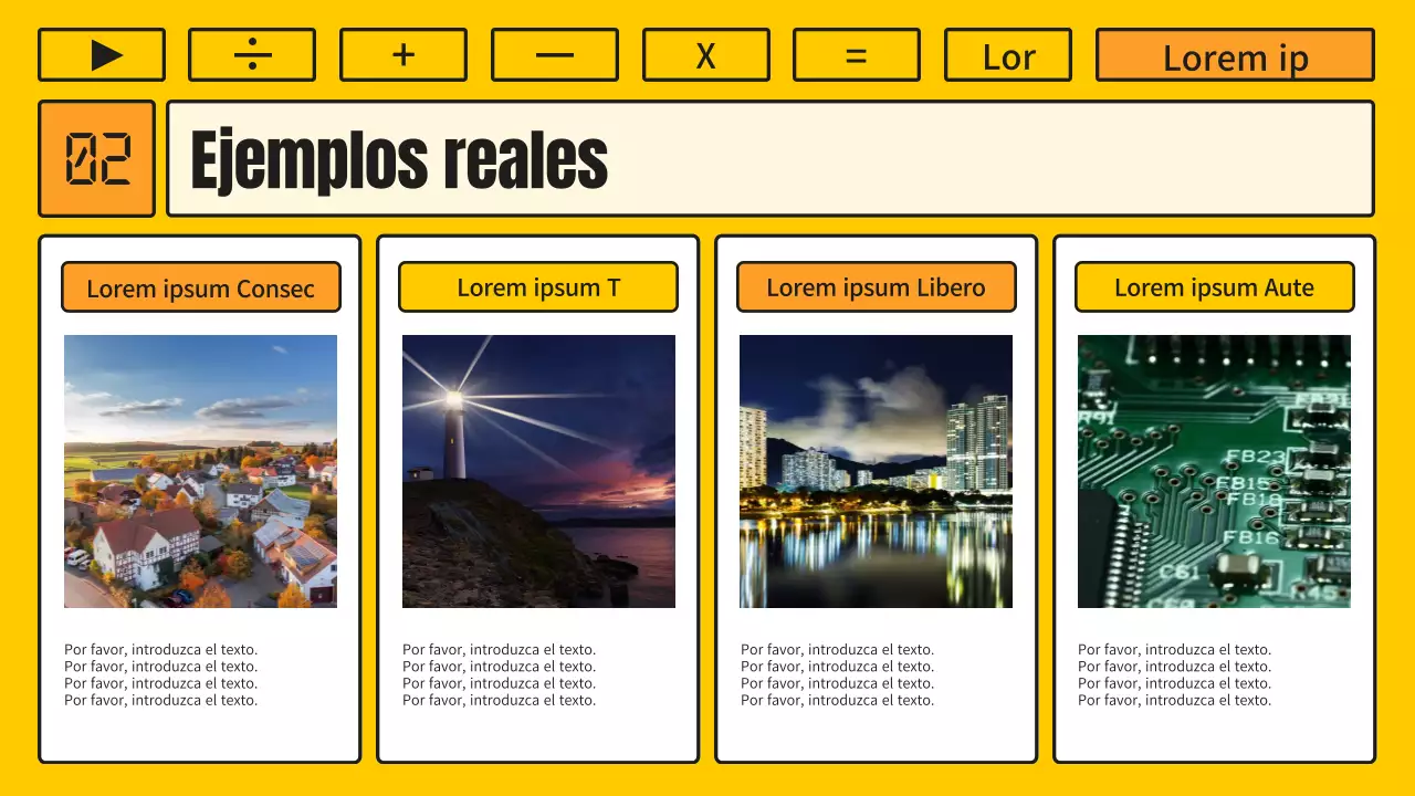 Lección de matemáticas con un concepto kitsch de calculadora amarilla y naranja