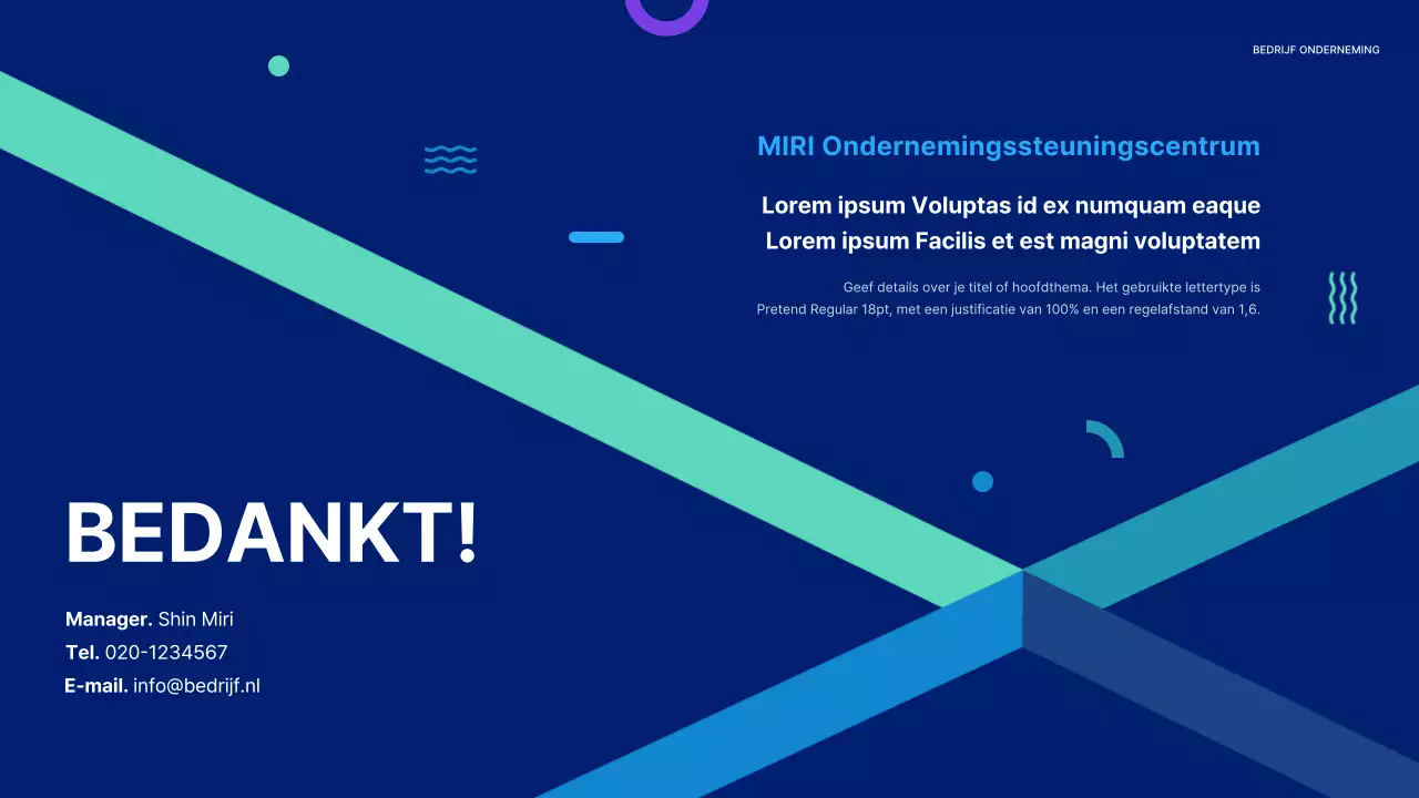 Een eenvoudig vergaderverslag met blauwe en mintkleurige prestatieaandelen