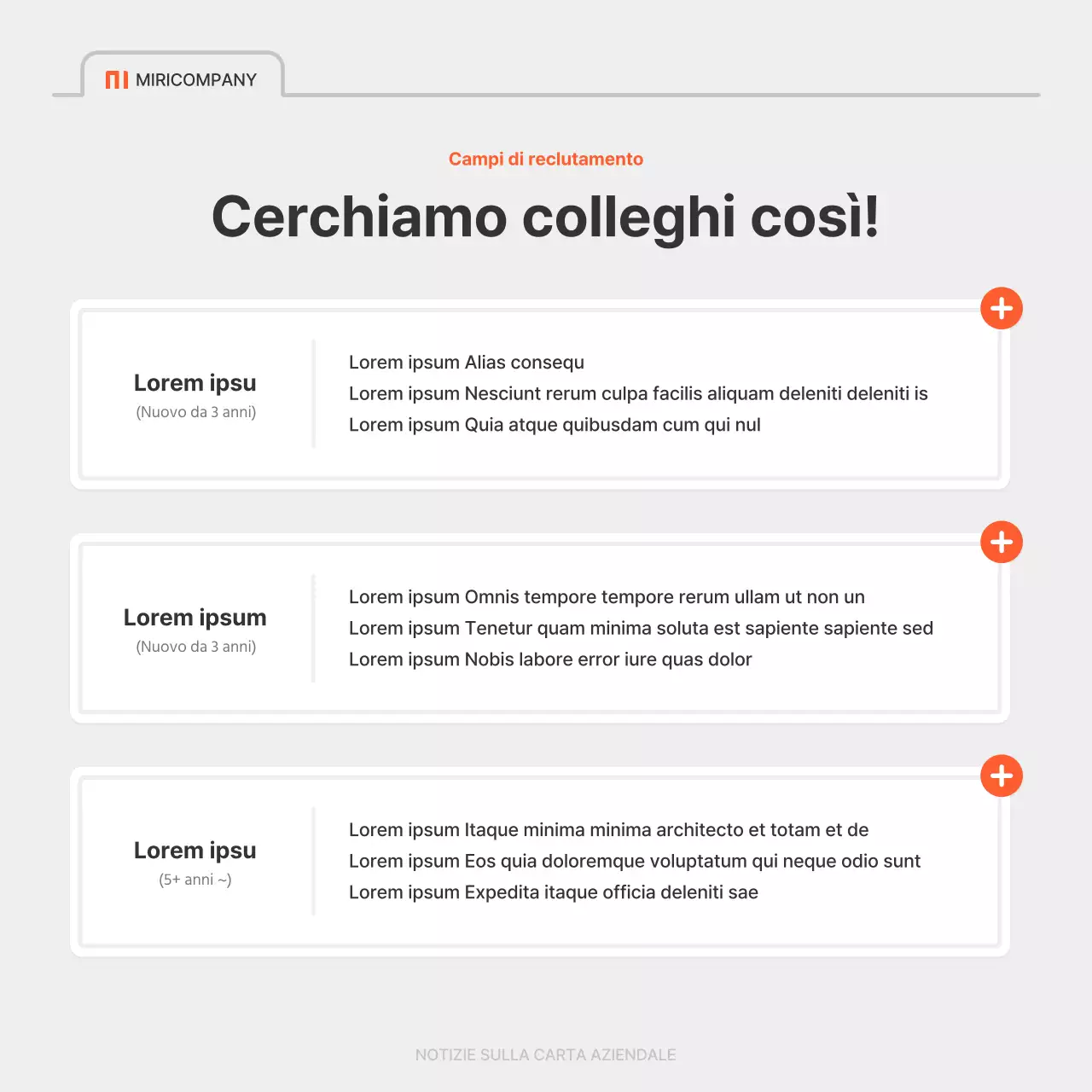 Un semplice annuncio di lavoro aziendale in rosso e grigio
