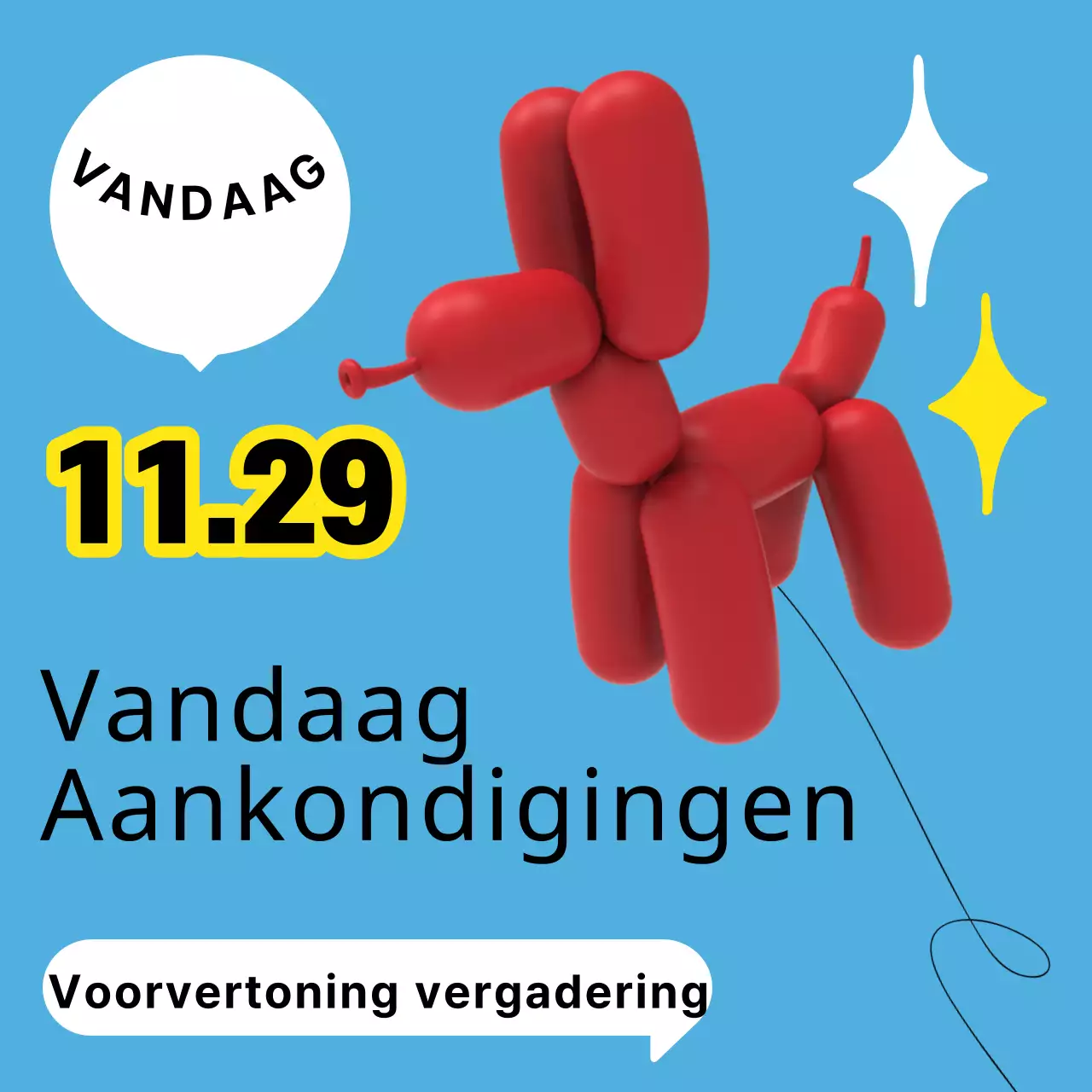 Trendy blauwe en rode tekstballon voor vergaderaankondiging