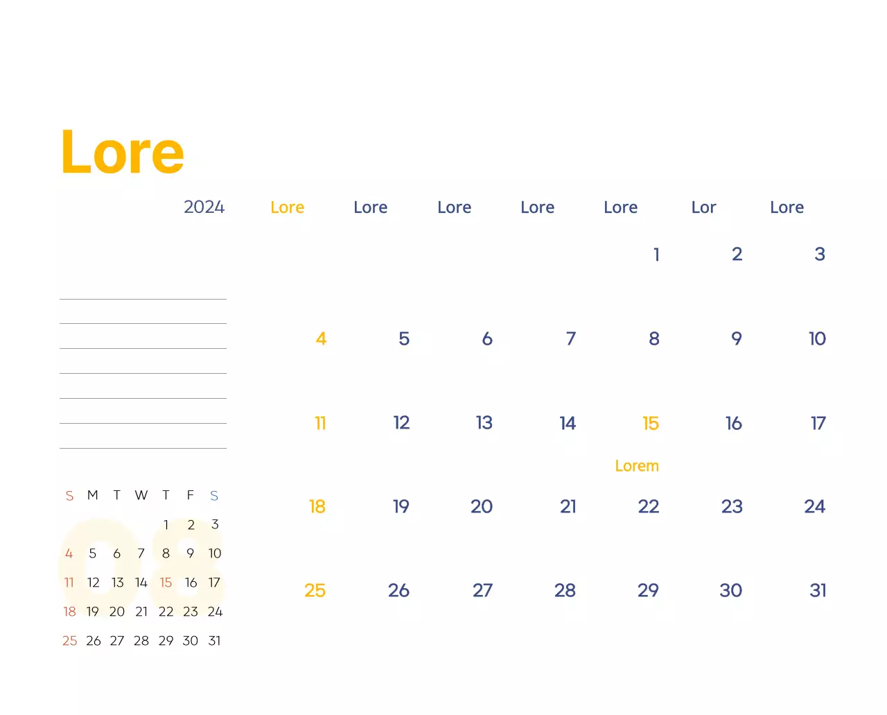 Calendario laboral con bellas ilustraciones
