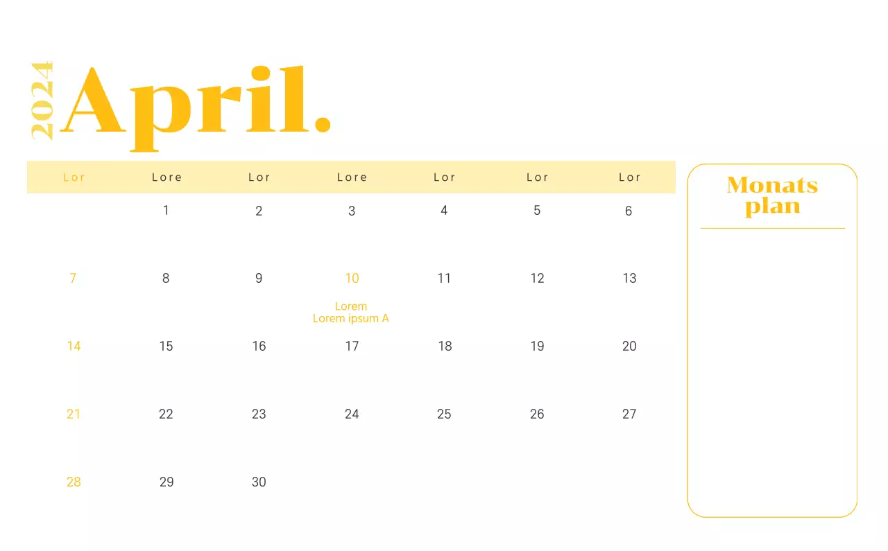Kalender mit Jugendillustrationen auf gelbem und grünem Hintergrund