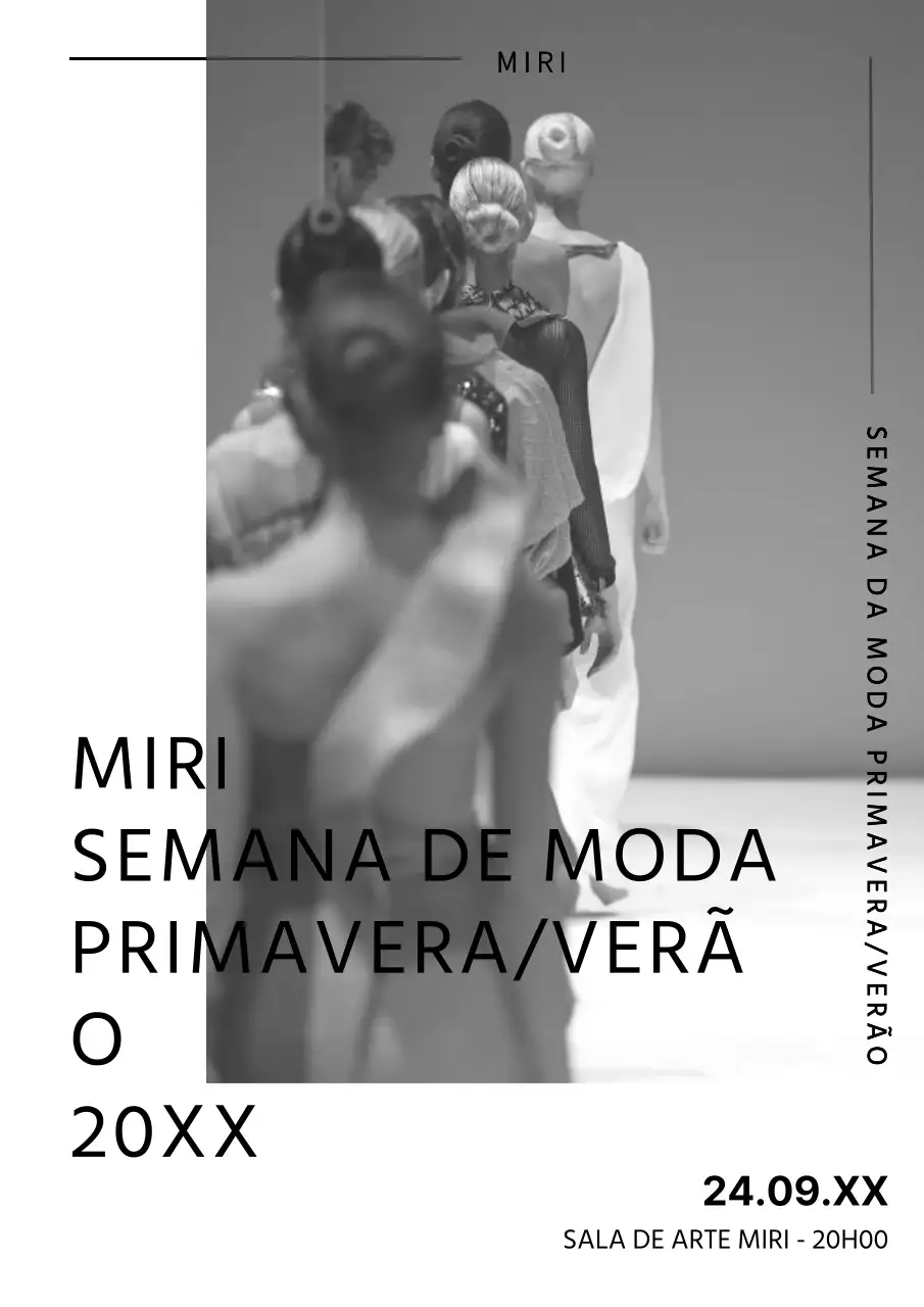 Promover um desfile de moda clássico a preto e branco