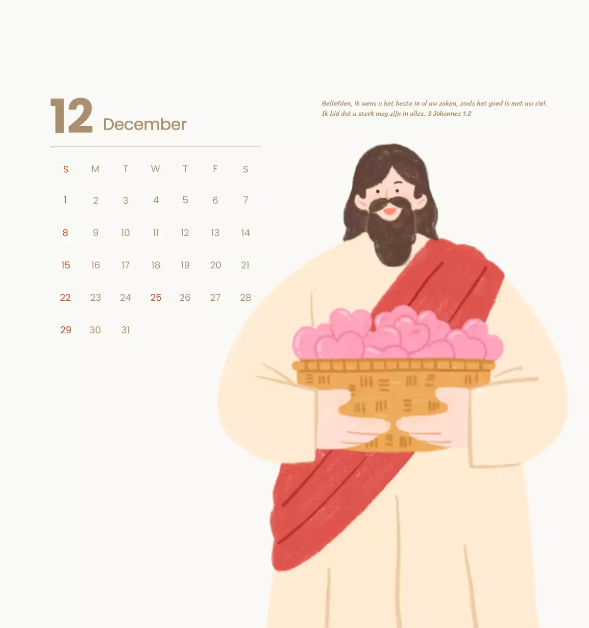 Een devotiekalender met gezellige illustraties en bijbelverzen op een lichtblauwe achtergrond