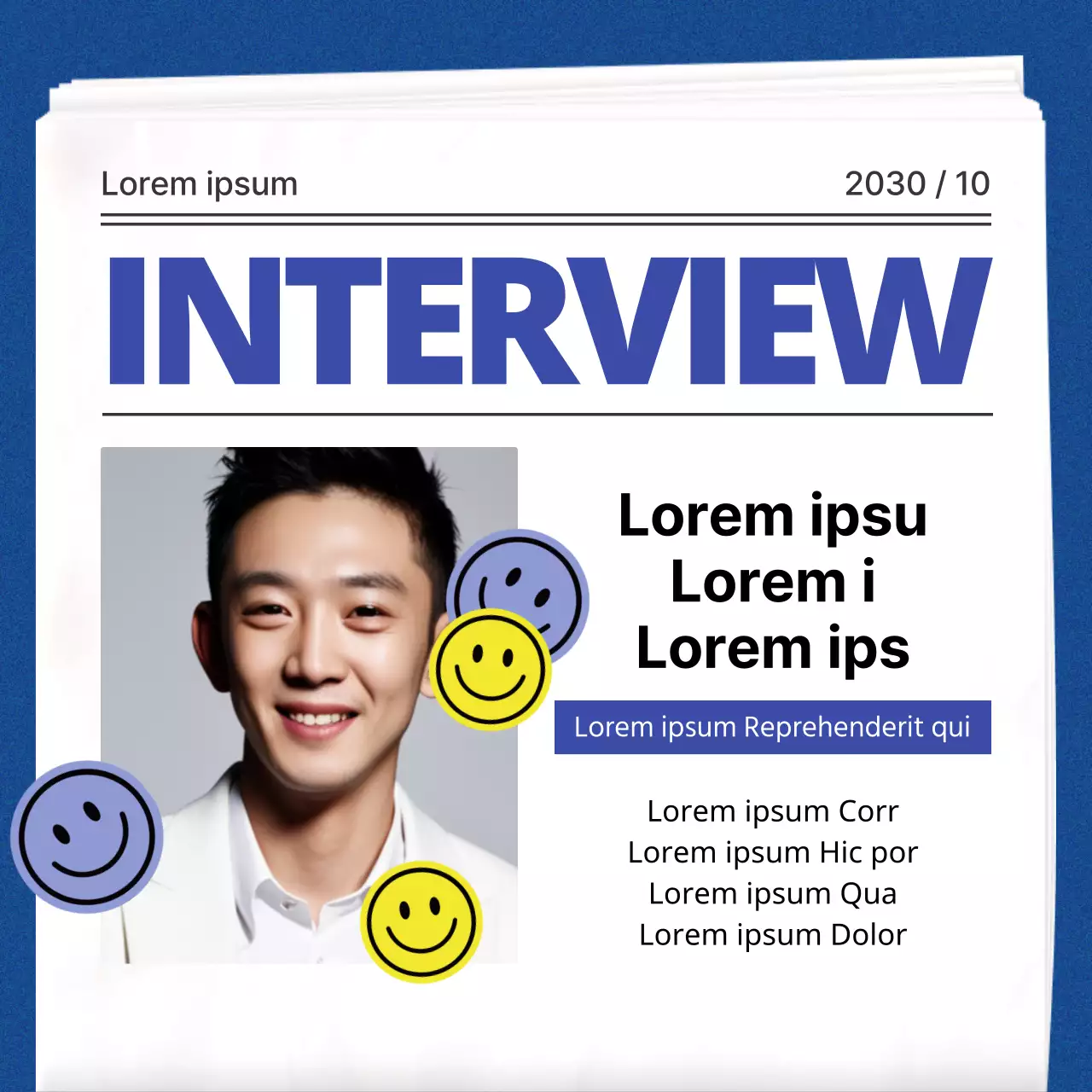 Ein einfaches weiß-blaues Vorstellungsgespräch für neue Mitarbeiter