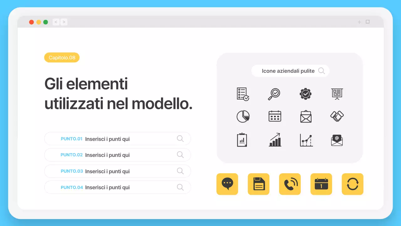 Semplice cornice del browser in azzurro Profilo aziendale