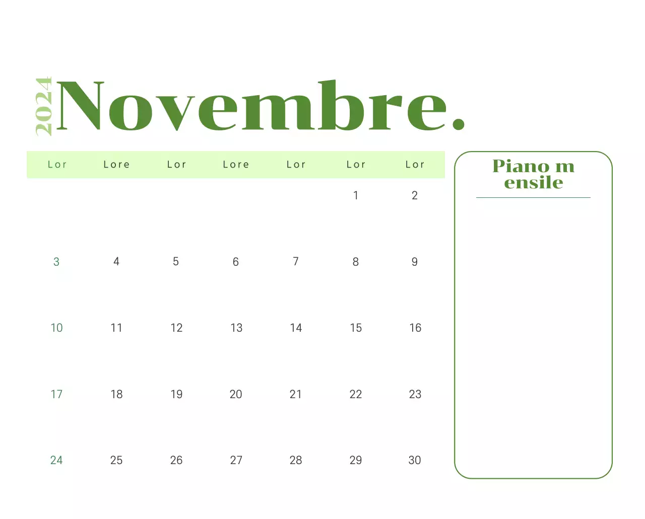 Calendario con illustrazioni giovanili su sfondo giallo e verde