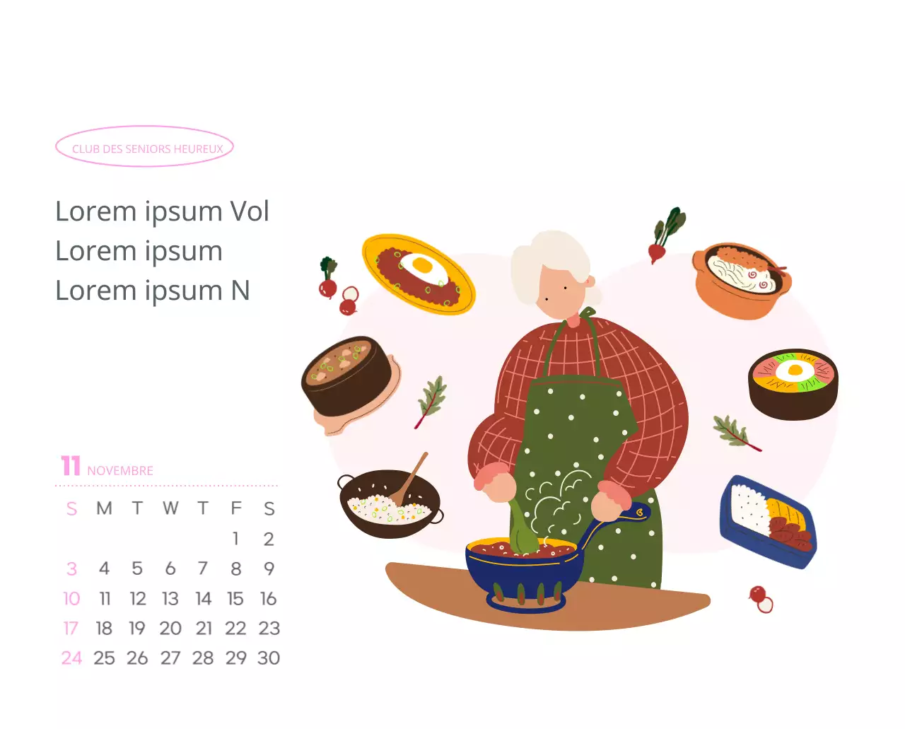 Calendrier de travail avec de belles illustrations