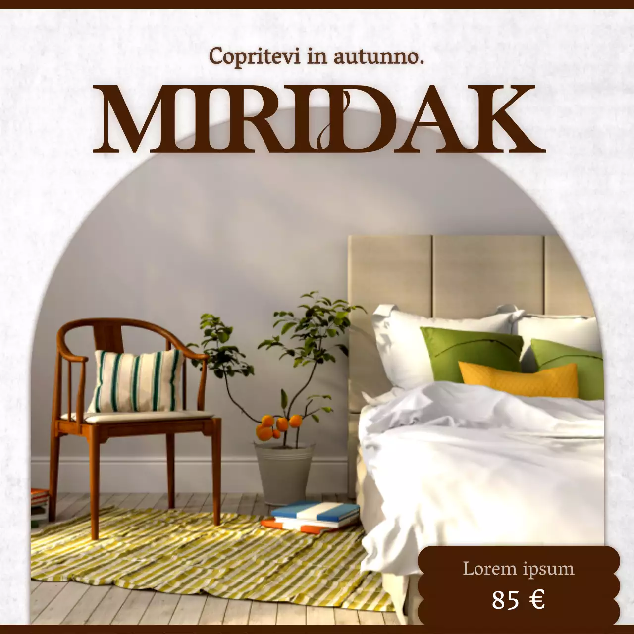 Promuovere la biancheria da letto moderna in marrone e bianco