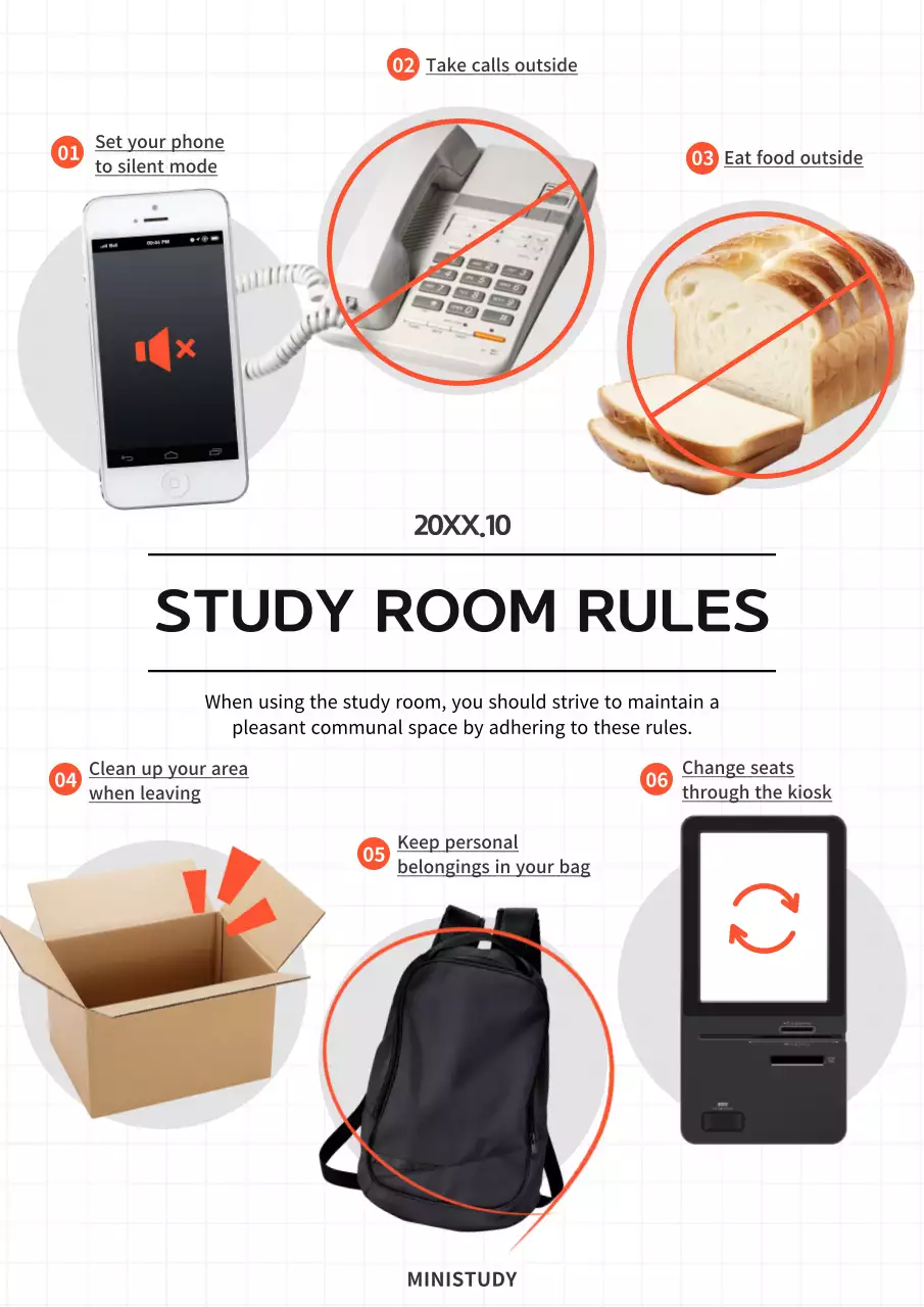 화이트 모던 스터디 가이드라인 포스터