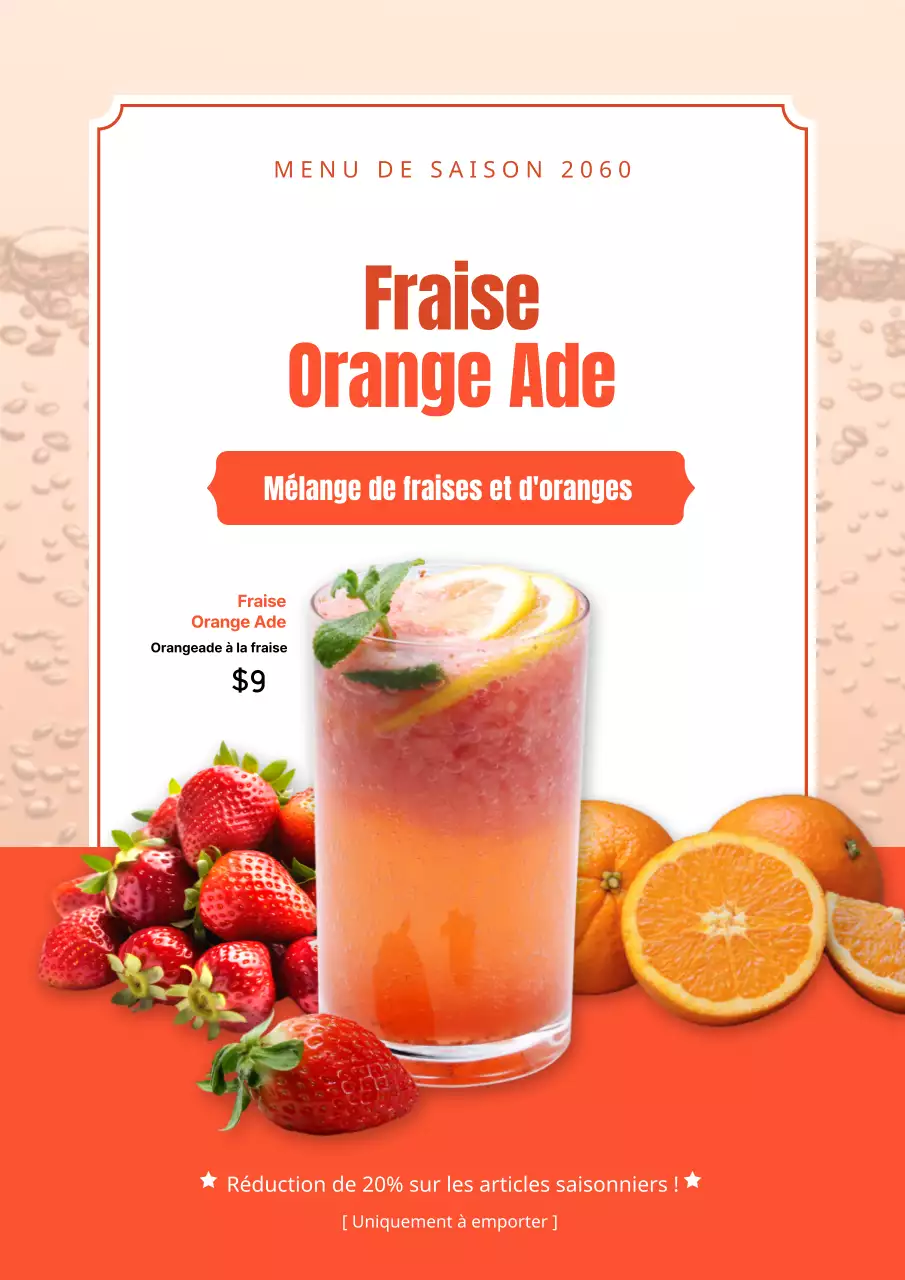 Promouvoir des publicités rouges et minimalistes de couleur orange-fraise