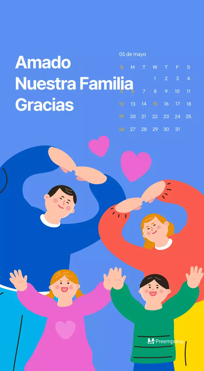 Calendario motivacional con ilustraciones llenas de energía y citas positivas sobre fondo azul claro