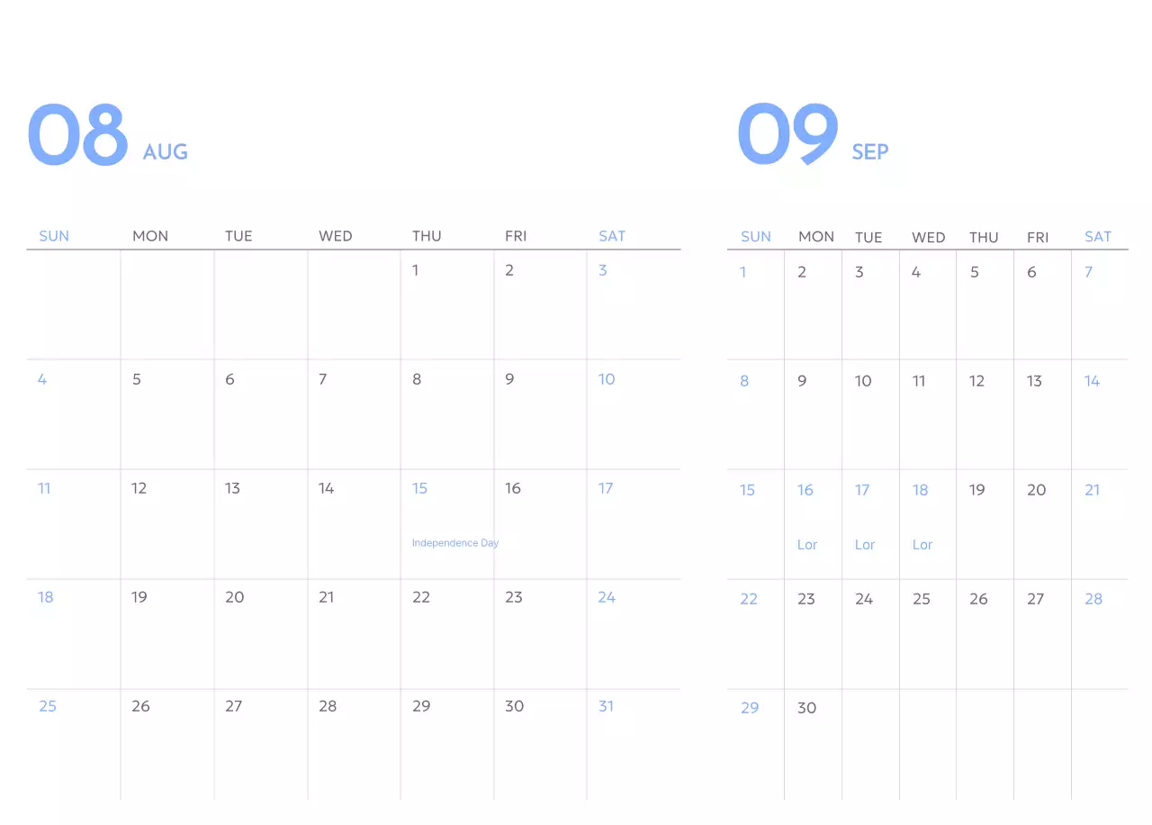 Goal Tracker calendar with a splash of blue