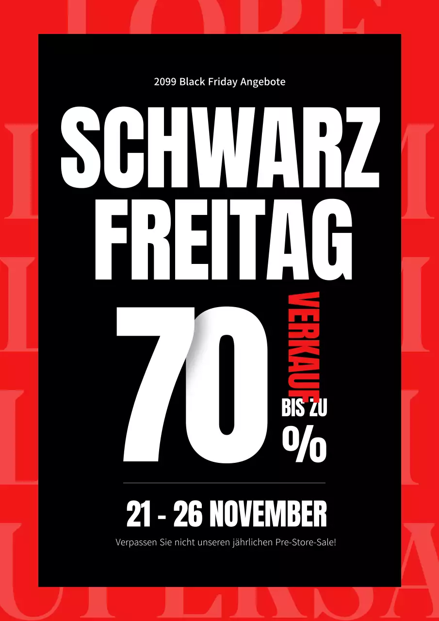 Bewerben Sie einfache Black Friday-Angebote in Rot und Schwarz