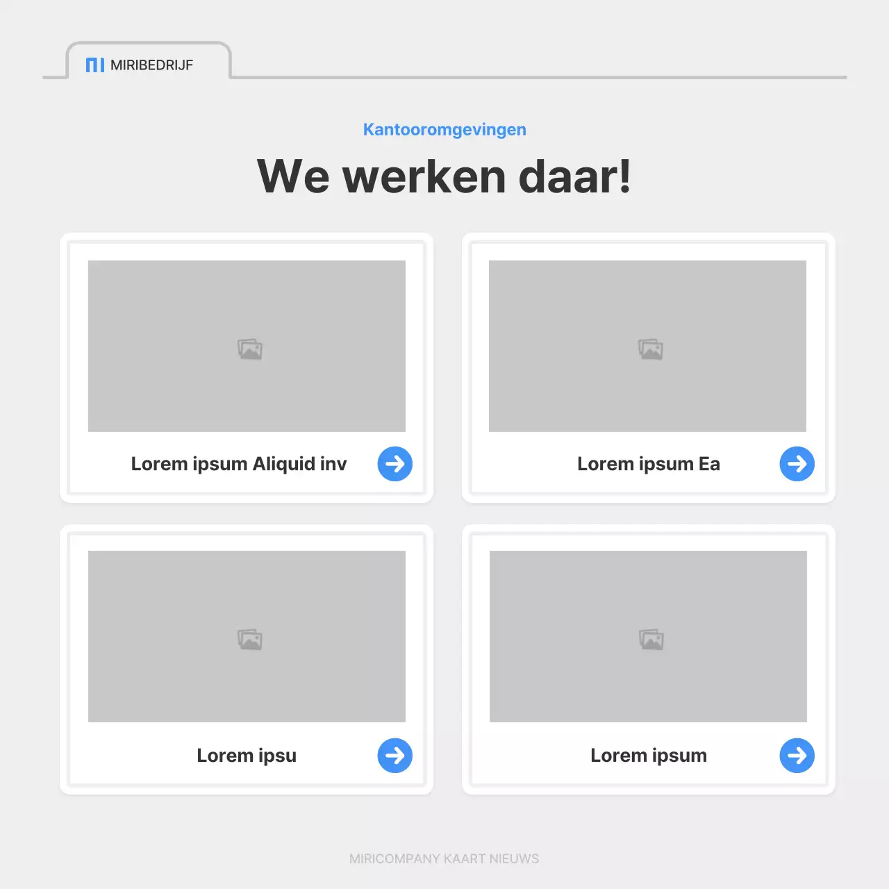 Een eenvoudige bedrijfsvacature in blauw en grijs