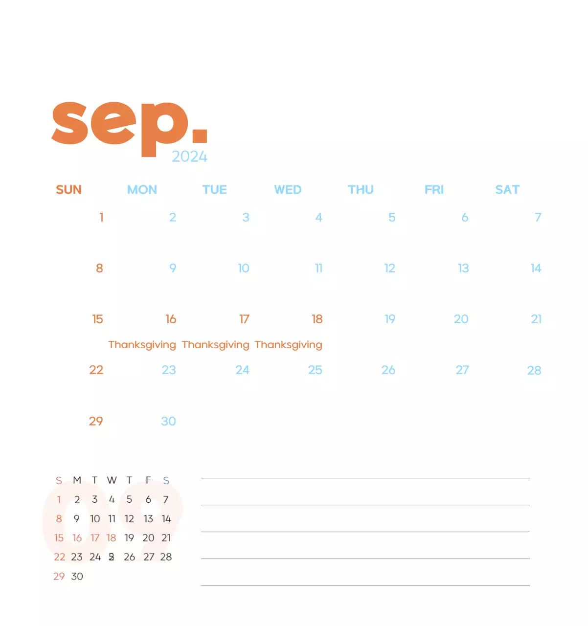 Work calendar with beautiful illustrations
